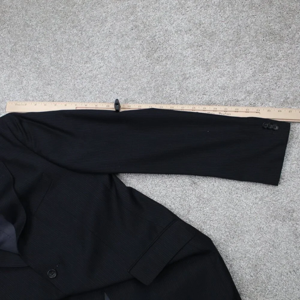 Banana Republic Blazer Men 42R Black Pinstriped Wool 2 Button Sports Jacket Coat